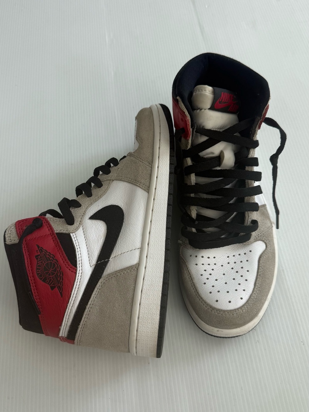 Jordan High-Top Sneakers in White, Gray, Black, Red Size 7